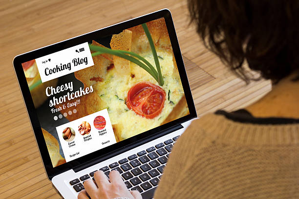 cooking recipes online: cooking blog on a laptop screen